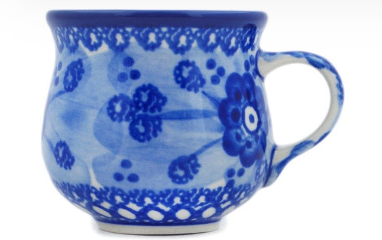 Ceramika Artystyczna, Unikat Blue Poppy Circle, Espresso Cup with Saucer
