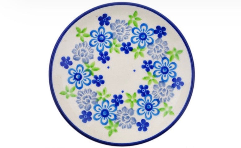 Ceramika Artystyczna, Blue and Green Flower Dream, Coaster/Mini Plate
