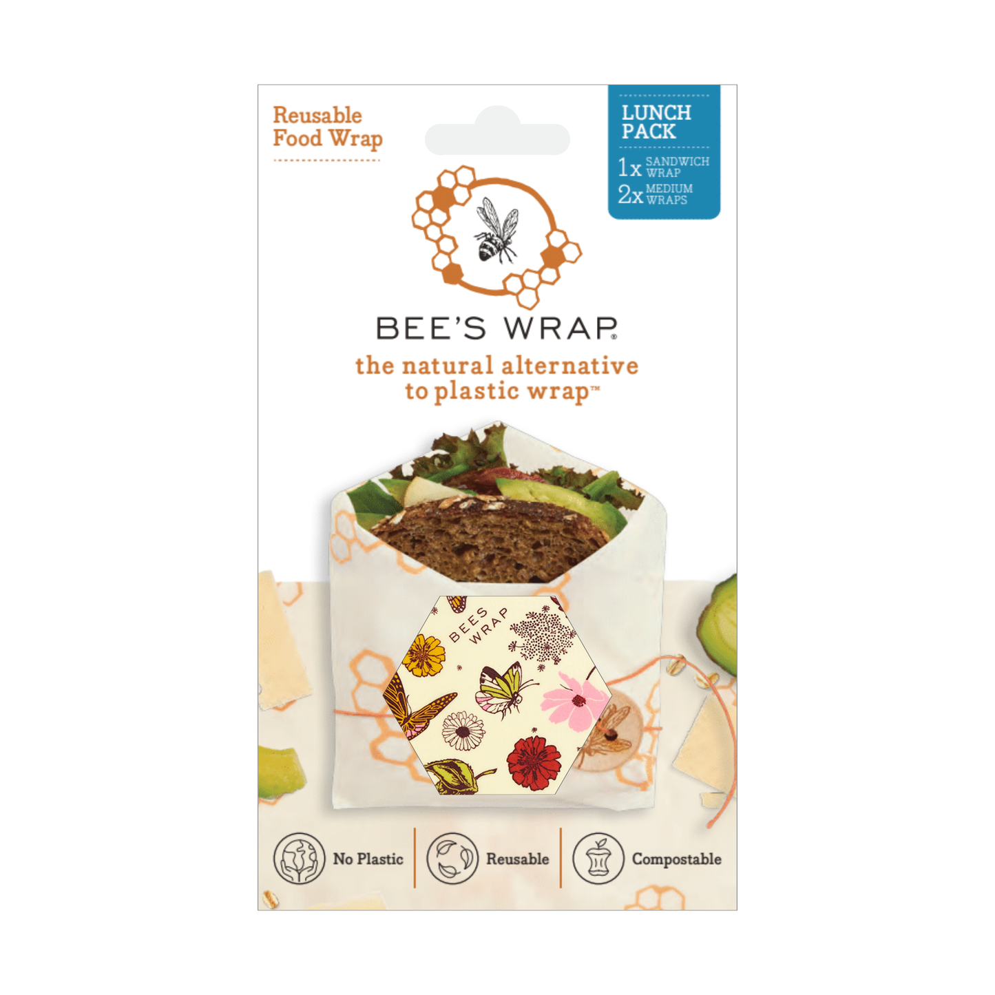 Bee's Wrap, Lunch 3 Pack - Meadow Magic, New for 2026