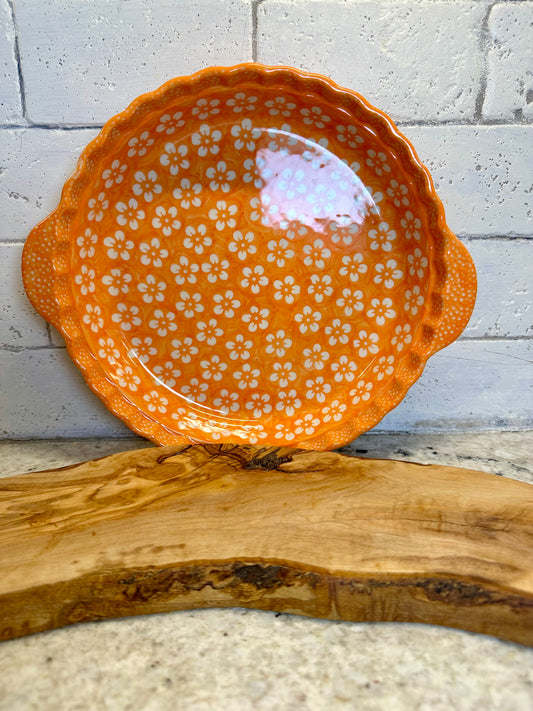 Manufaktura, Orange Blossom, Pie Plate with Handles