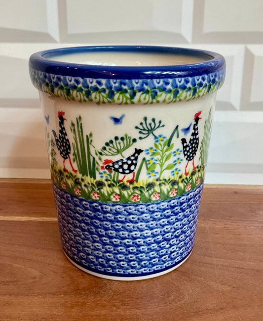 Kalich Polish Pottery, Black Chicken, Utensil Holder