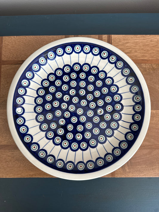 Zaklady Polish Pottery, Traditional Peacock Pattern,  Preowned, 11" Dinner Plate