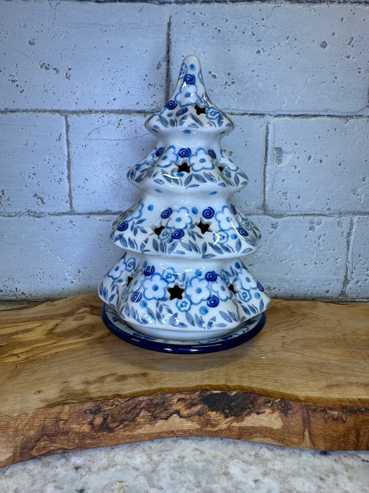 Ceramika Artystyczna Polish Pottery, Bright Day, Christmas Tree Luminary 6"
