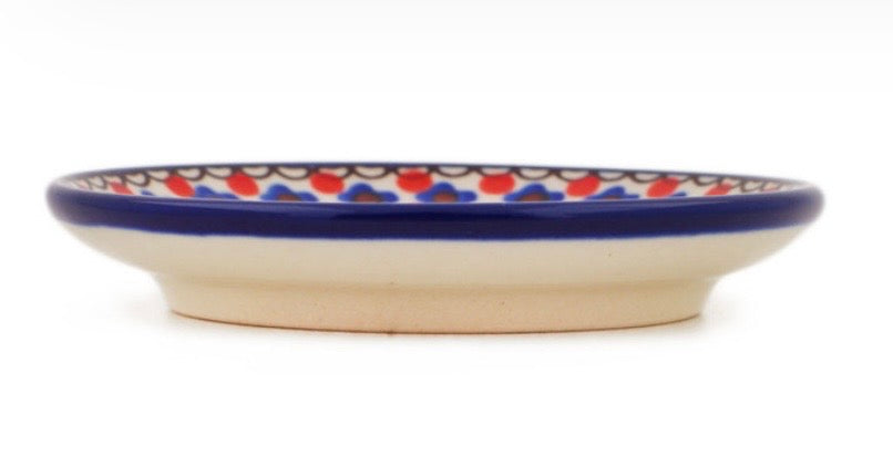 Ceramika Artystyczna, Unikat U408E, Crimson Poppies, Coaster/Mini Plate