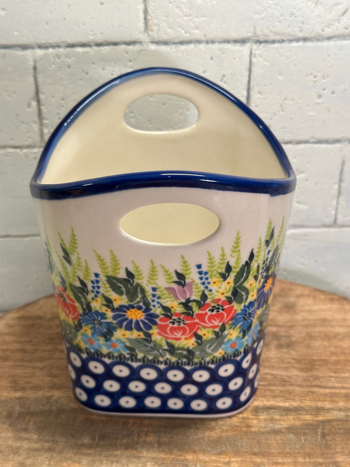 Kalich Polish Pottery, Unikat Medium Basket/Utensil Holder