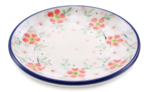 Ceramika Artystyczna Polish Pottery, Blushing Blooms, Mini Plate/Coaster
