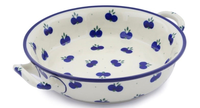 Ceramika Artystyczna, Wild Blueberry, Medium Round Handled Baker