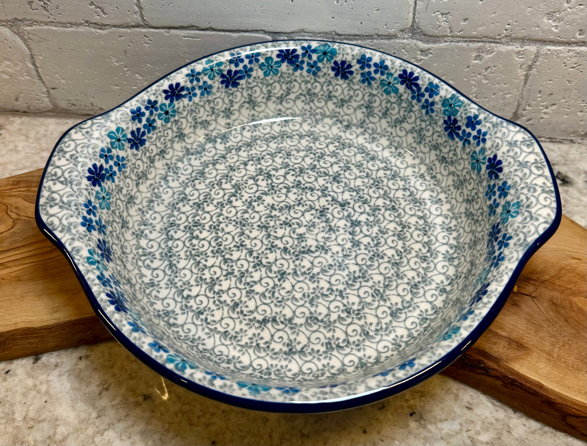 Ceramika Artystyczna, Winter Floral, Medium Round Baker with Handles