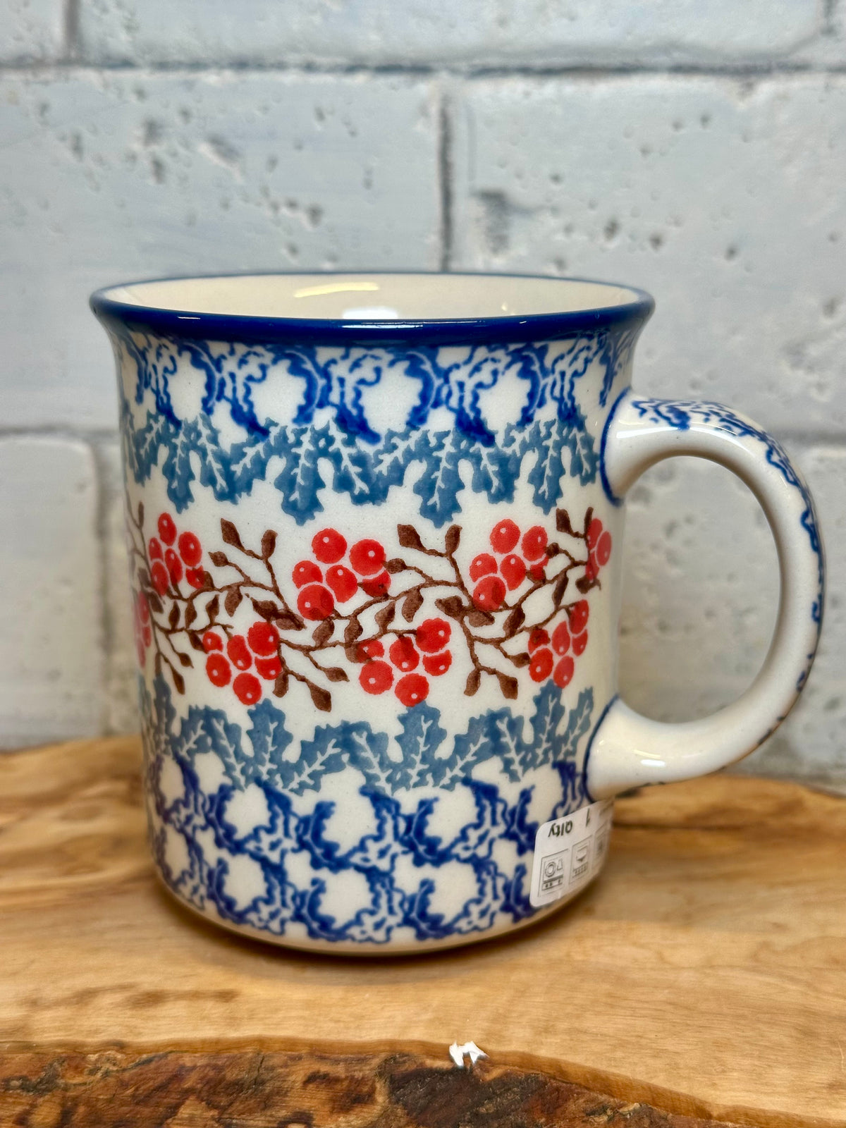 Ceramika Artystyczna, Red Berry Branch, Straight Mug 10 oz