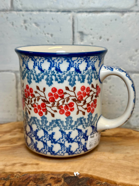 Ceramika Artystyczna, Red Berry Branch, Straight Mug 10 oz