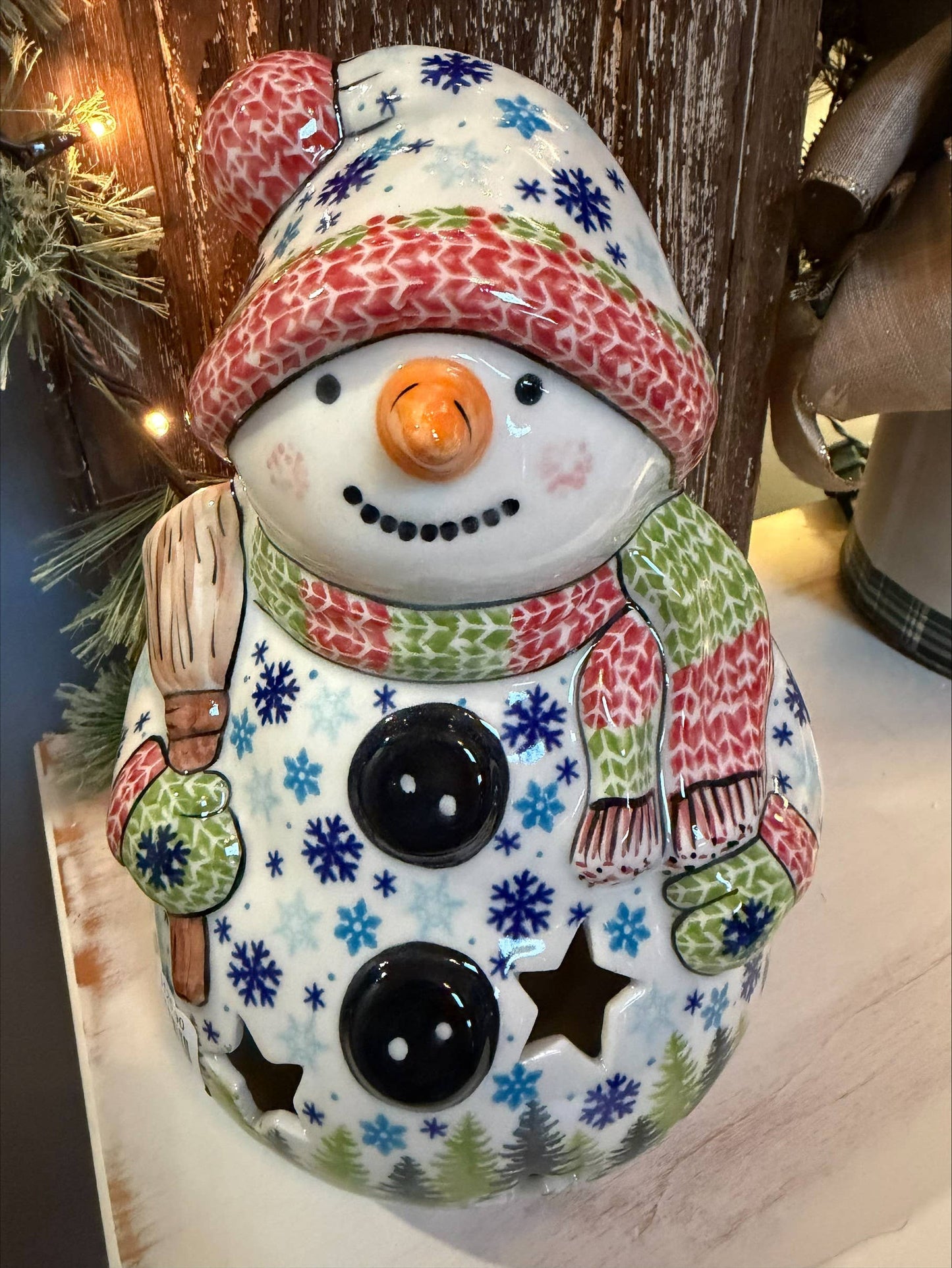 Vena Large Snowman Trees & Snowflakes Luminary