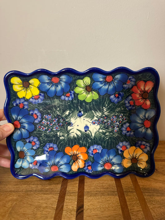 Kalich, Art Level 2, Multicolor Flower Rectangular Ruffled, Cookie Platter