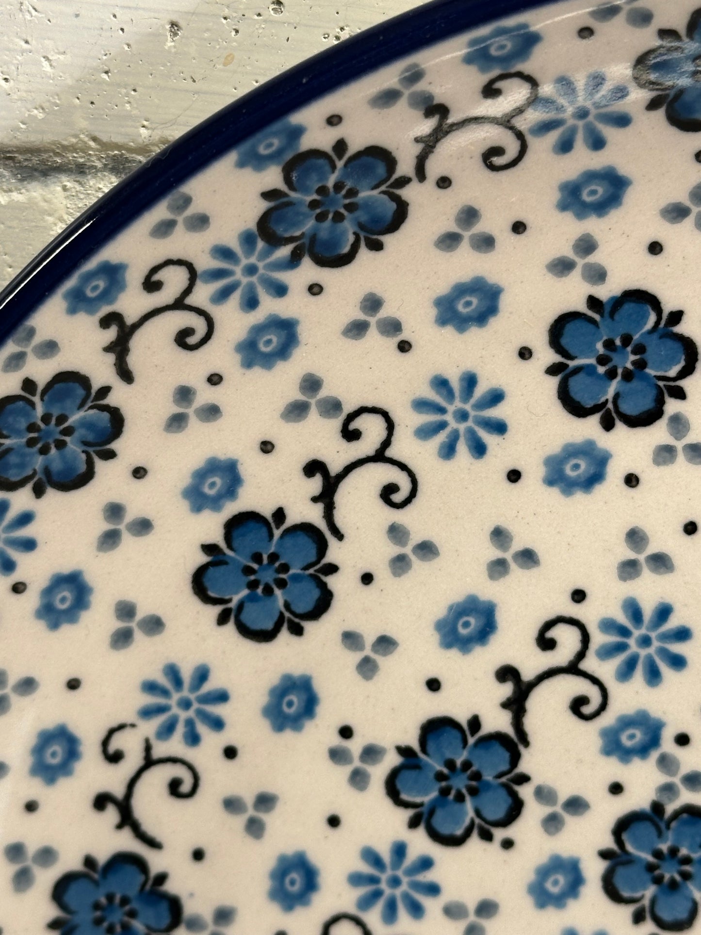 Ceramika Artystyczna Polish Pottery, Flowing Blues, Dinner Plate