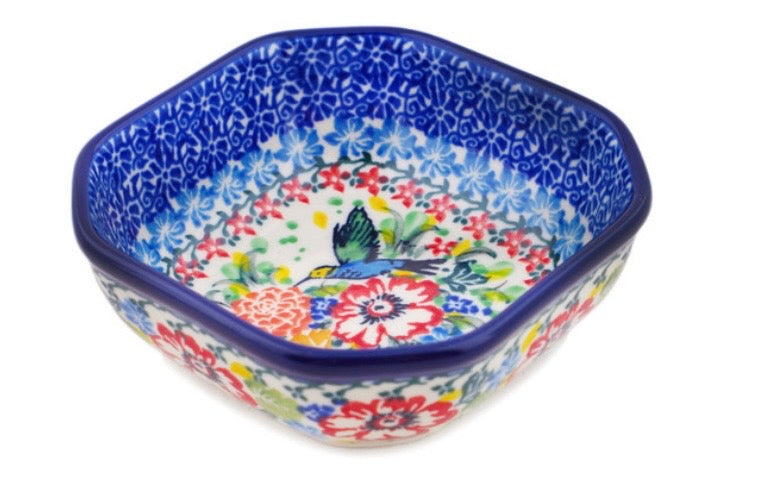 Ceramika Artystyczna, Unikat Hummingbird Meadow, Square Bowl