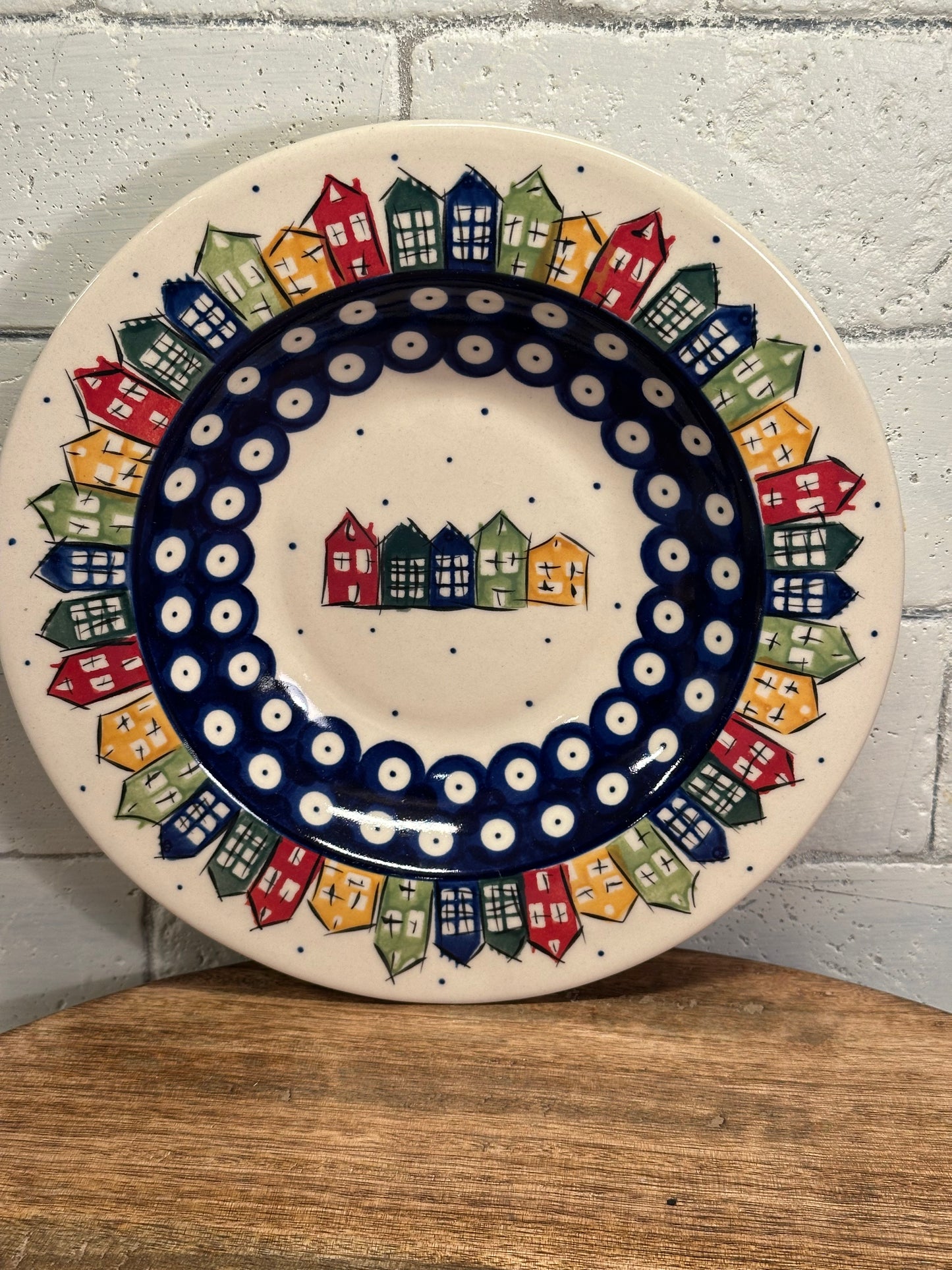 Ceramika Amfora Polish Pottery, Signature Unikat, Polish Town Lipped Pasta Bowl