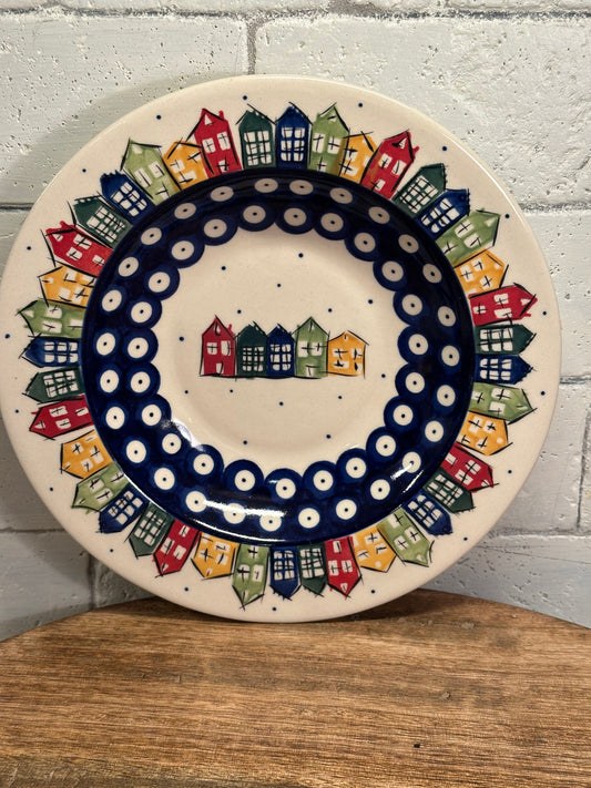 Ceramika Amfora Polish Pottery, Signature Unikat, Polish Town Lipped Pasta Bowl