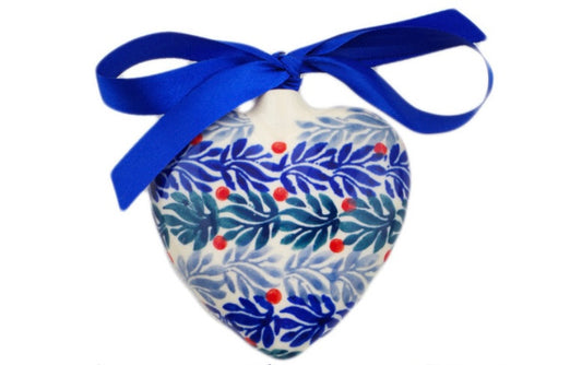 Manufaktura Polish Pottery, Unikat Currant Wreath, Heart Ornament