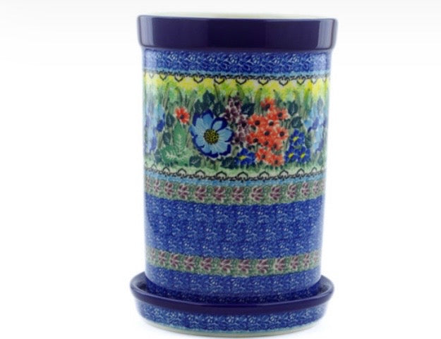 Ceramika Artystyczna, Unikat U4558, Splendid Meadow, Wine Chiller/Utensil Holder with Saucer