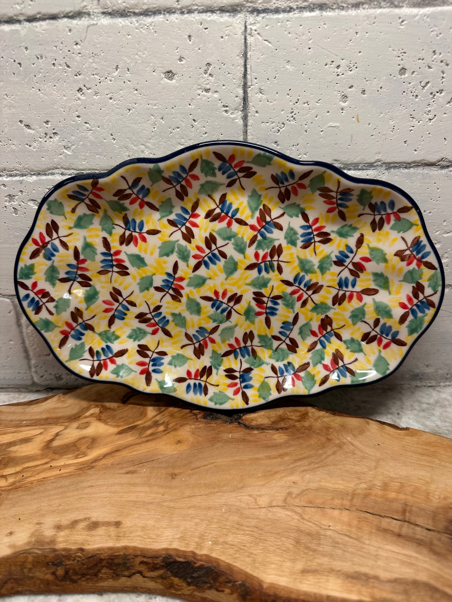 Ceramika Artystyczna Polish Pottery, Fall Leaves, Platter