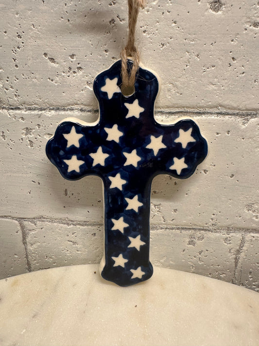 CER-RAF Polish Pottery, Stars, Hanging Cross