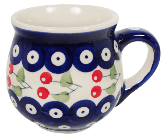 Mug, Belly Mug, Small, 7 oz in "Cherry Dot" by Manufaktura