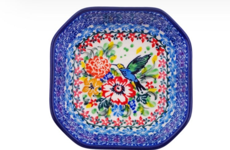 Ceramika Artystyczna, Unikat Hummingbird Meadow, Square Bowl