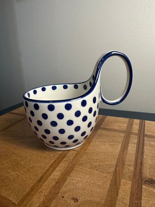 Ceramika Artystyczna Polish Pottery Blue Dot Loop Mug/ Bowl
