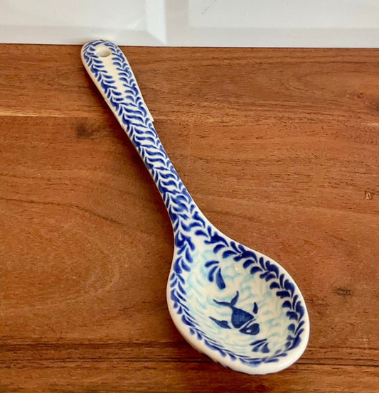 Vena Polish Pottery, Sailboats 8" Spoon