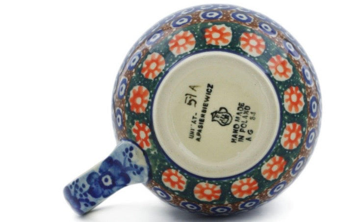 Ceramika Artystyczna, Unikat U57A,  Dancing Blue Poppies, Mug