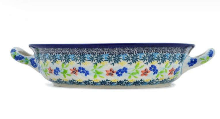 Ceramika Artystyczna, U5098, Relaxing Days, Medium Round Baker with Handles