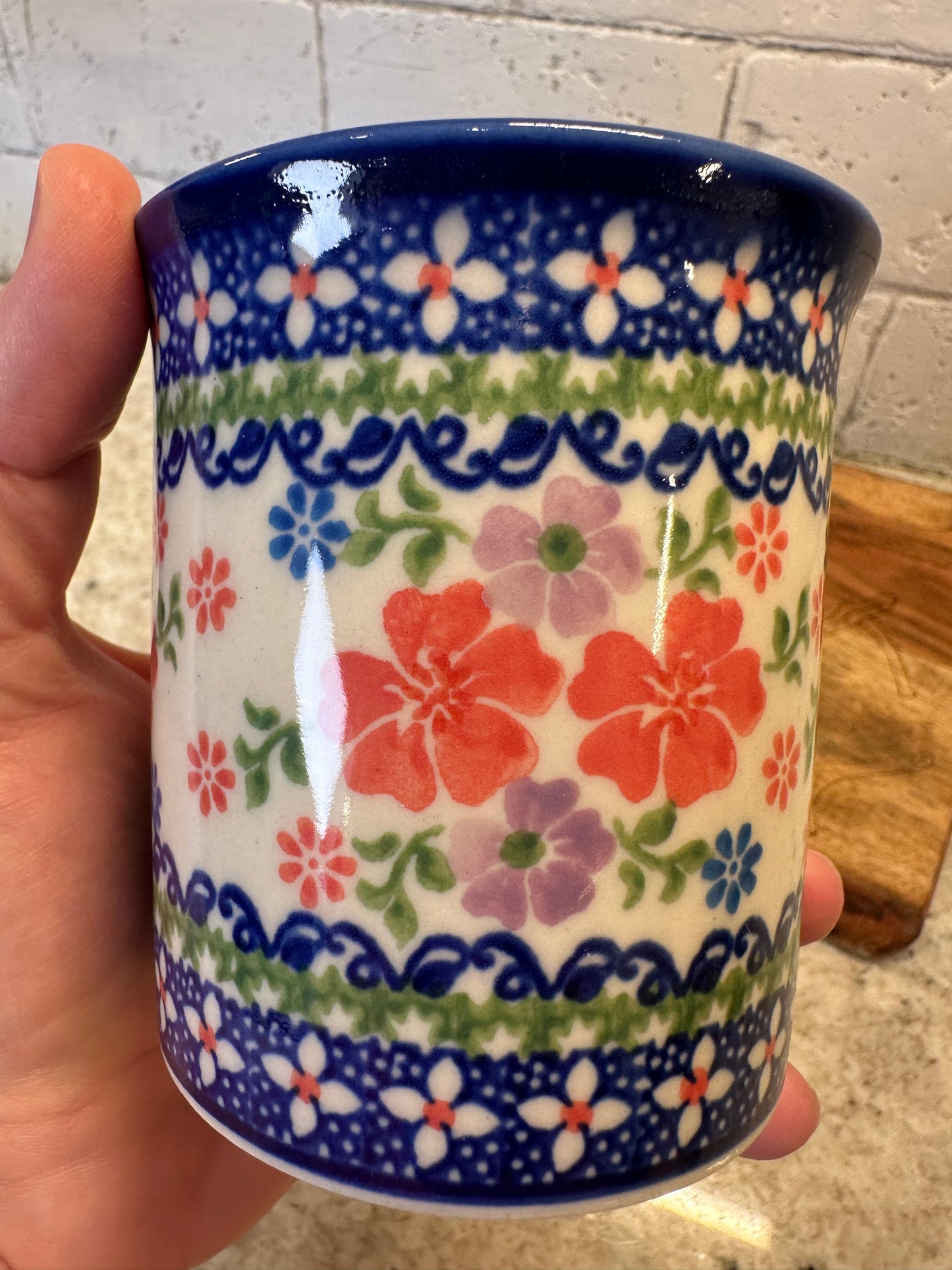 Kalich, Pink and Lavendar Floral, Mirek Straight Mug. 10 oz