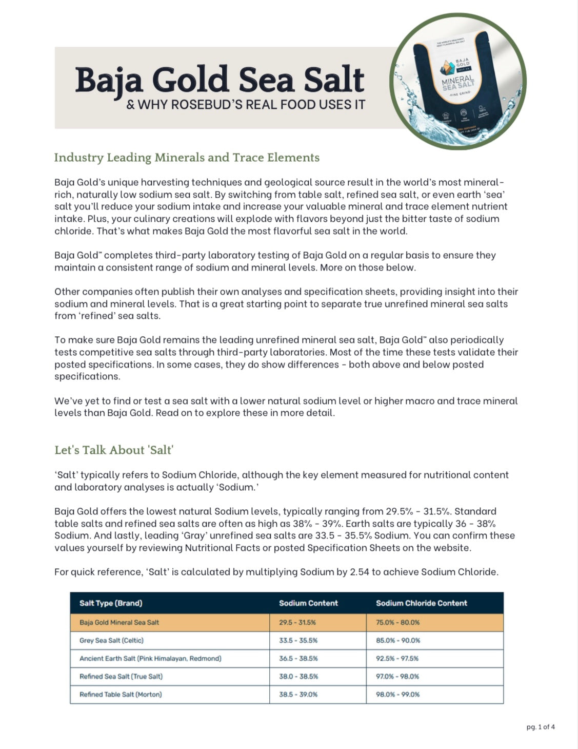 Rosebud's Real Food, Baja Gold Sea Salt 1 Lb