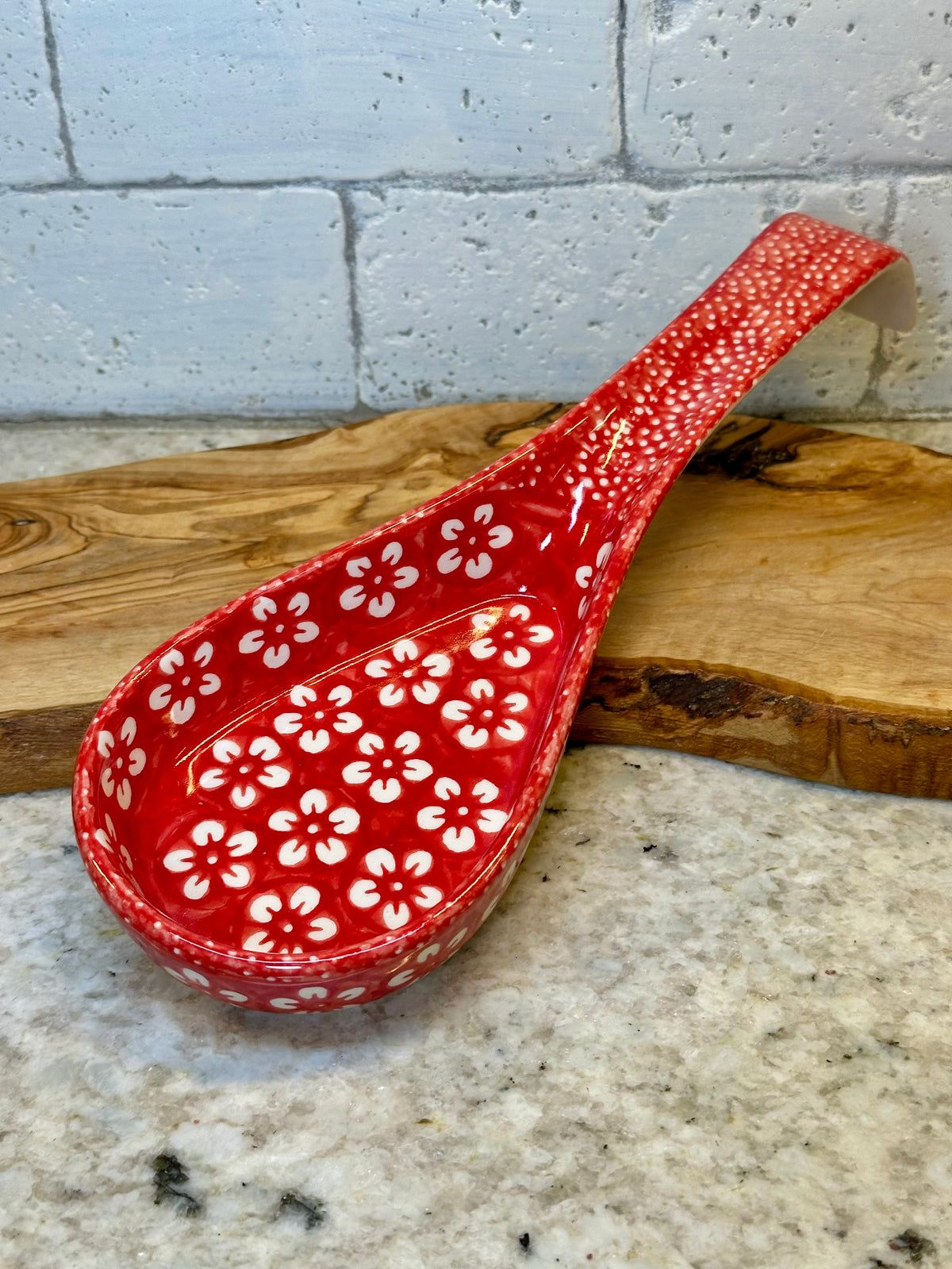 Manufaktura, Red Blossom, Spoon Rest with Handle