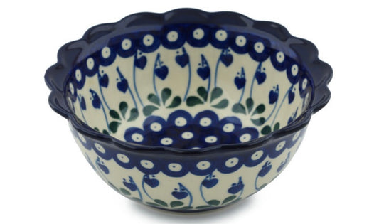 Ceramika Artystyczna Polish Pottery, Bleeding Heart, Scalloped Bowl