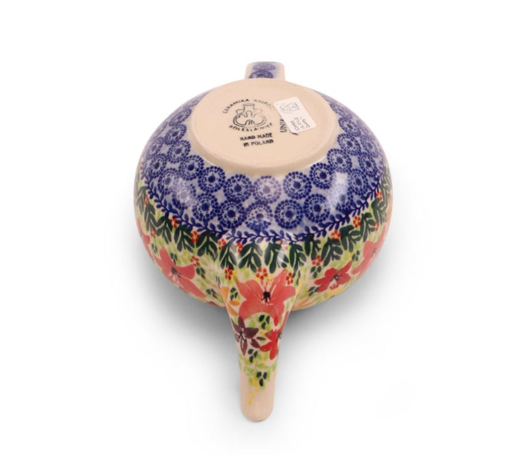 Ceramika Amfora Polish Pottery, Signature Unikat, Splash of Lilies, Teapot 24 oz