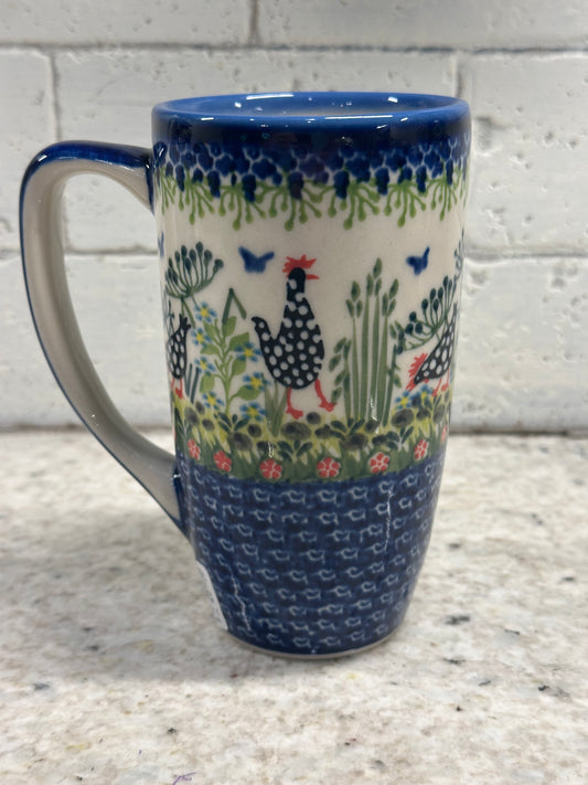 Kalich, Art Level A, Black Polka Chicken, Tall Latte Mug 15 oz