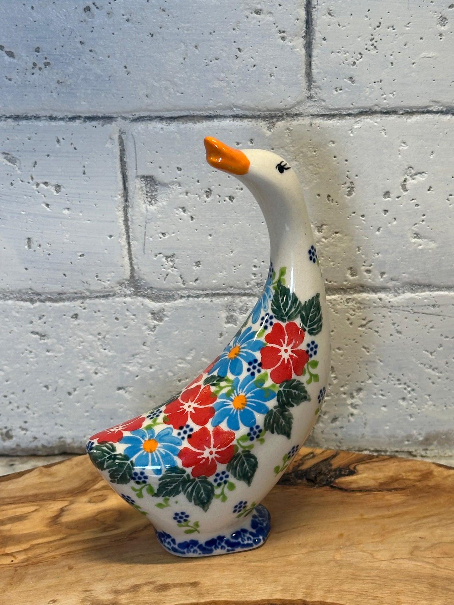 Kalich, Art Level, Red, Teal, Floral, Goose Figurine