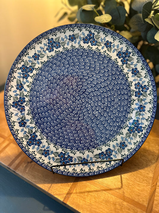Ceramika Artystyczna Polish Pottery, Forget Me Not, Pizza/Cookie Plate/Baker