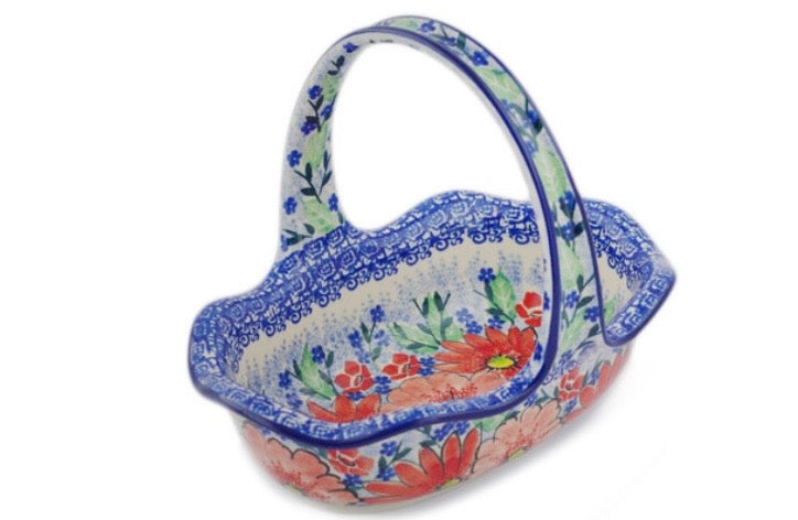 Ceramika Artystyczna, U5137 Peak Of Perfection, Basket with Handle 8"