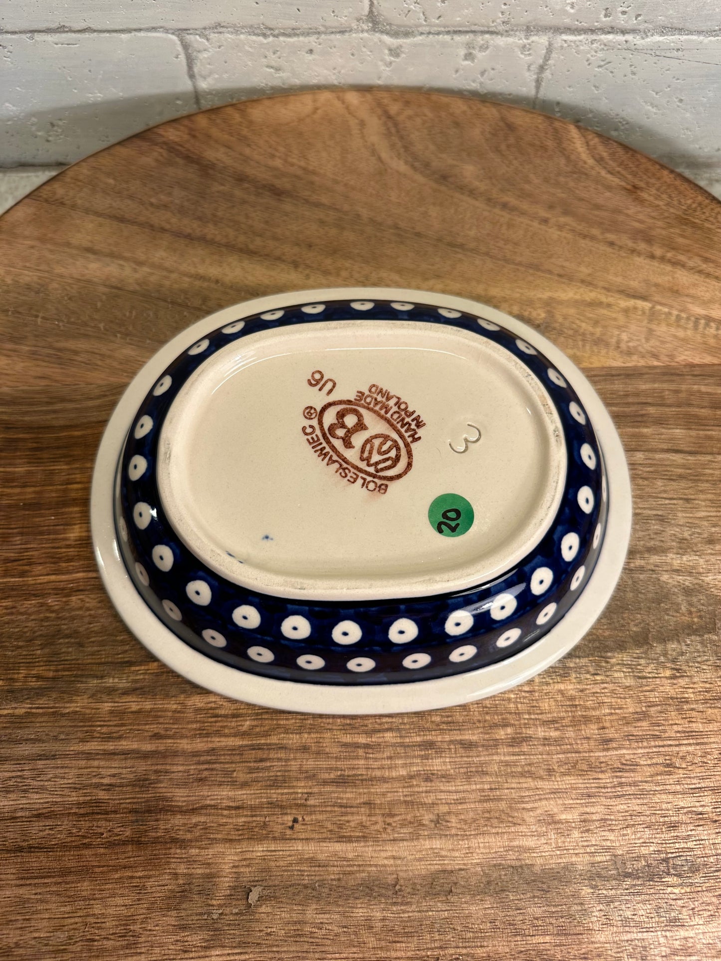 Zaklady Polish Pottery, Traditional Pattern, Owls Eye Bowl/Tray 6"