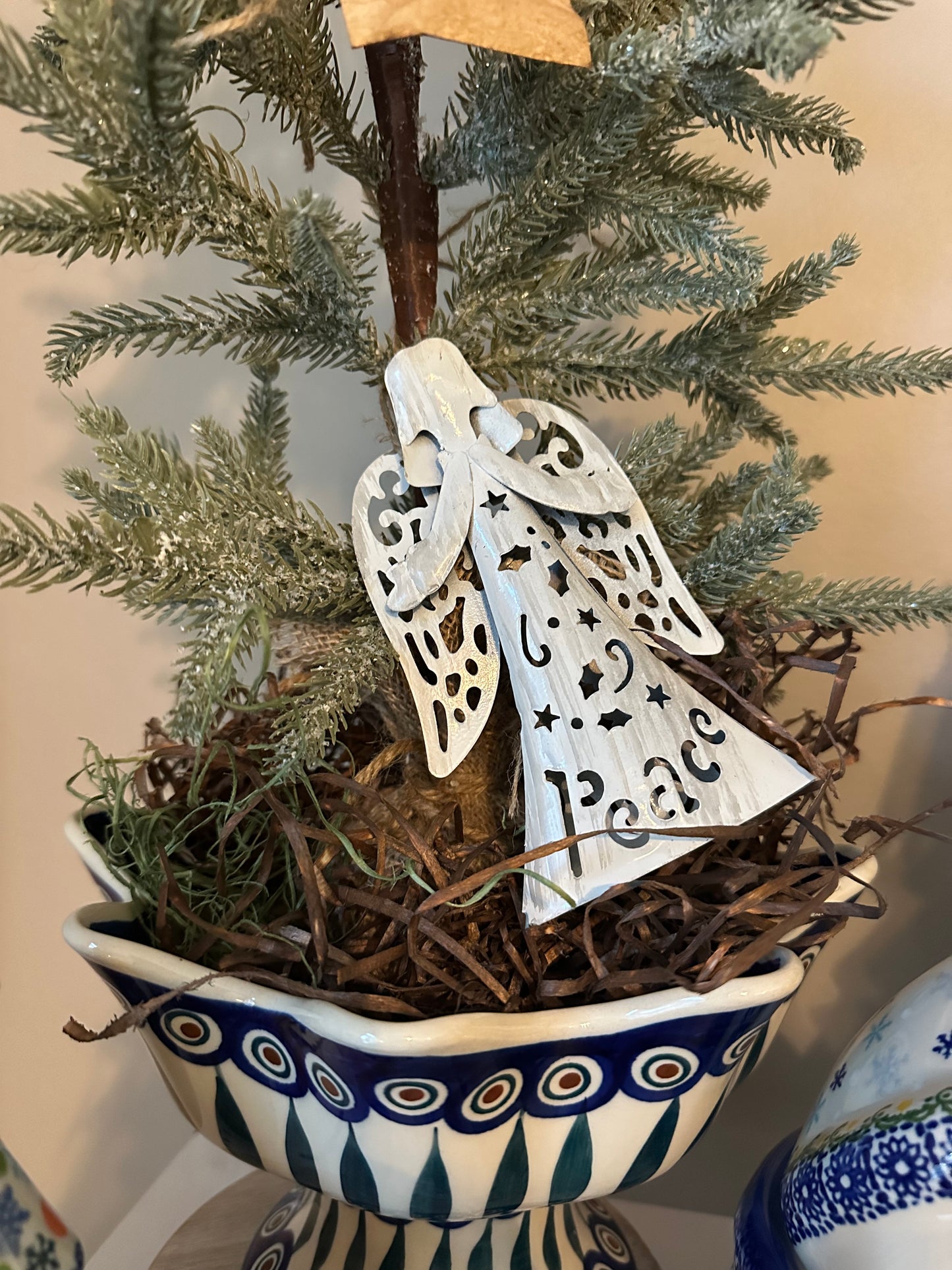 Manufaktura Polish Pottery, Traditional, Wavy Pedestal Bowl with Tree