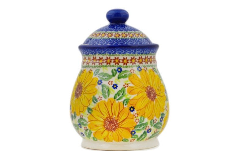 Ceramika Bona, Unikat Sunflower Yellow Petal Bliss, Jar with Lid
