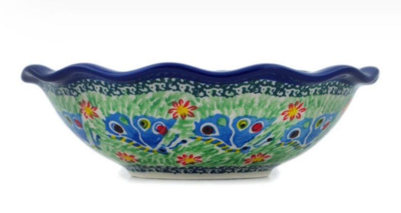 Ceramika Artystyczna, Unikat Ring Of Flowers, Scalloped Bowl 7"