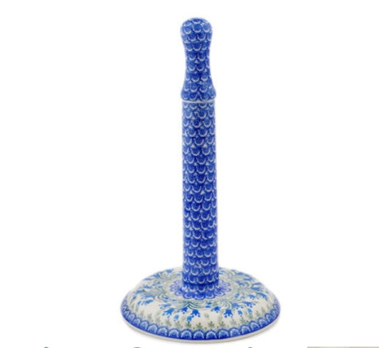Ceramika Artystyczna Polish Pottery, Blue Tulip, Paper Towel Stand