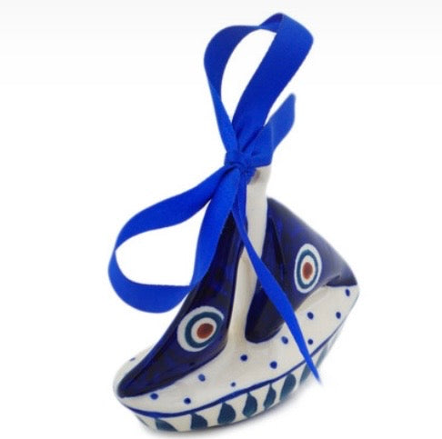 Manufaktura, Traditional Peacock Leaves, Sailboat Ornament