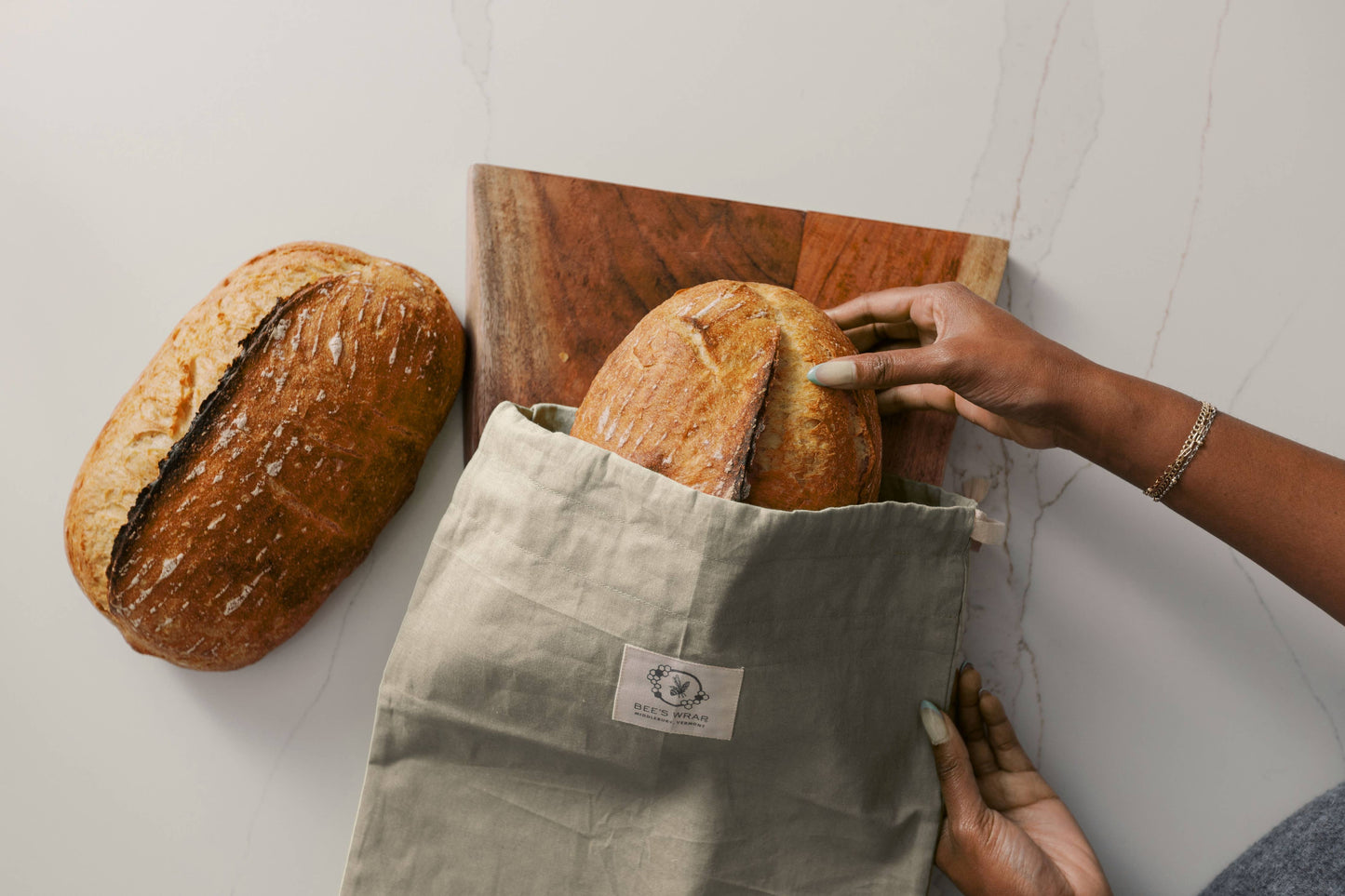 Bee's Wrap, Artisan Bread Bag-Natural, Bakery Lane, Lined Bees Wrap