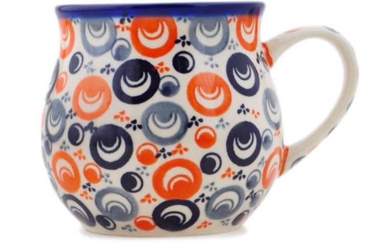 Ceramika Bona, Unikat Orange Peacock Eye, Bubble Mug,, 21 oz