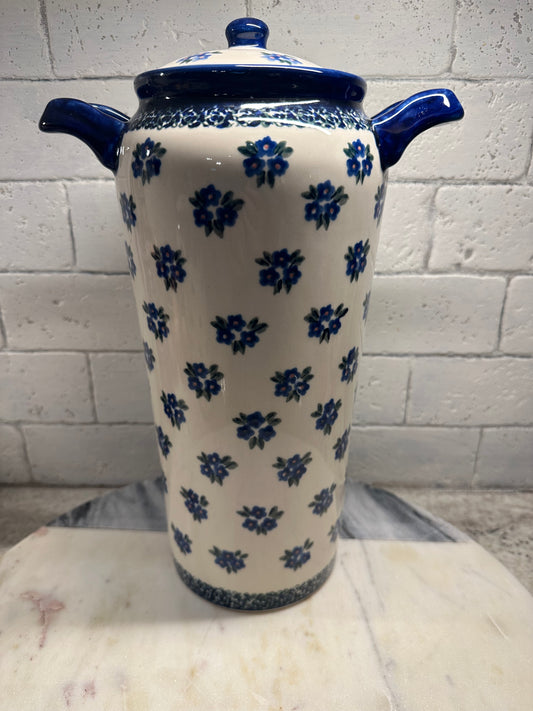Zaklady Polish Pottery, Preowned Jar/Canister/Container with Lid and Handles, 14" Tall