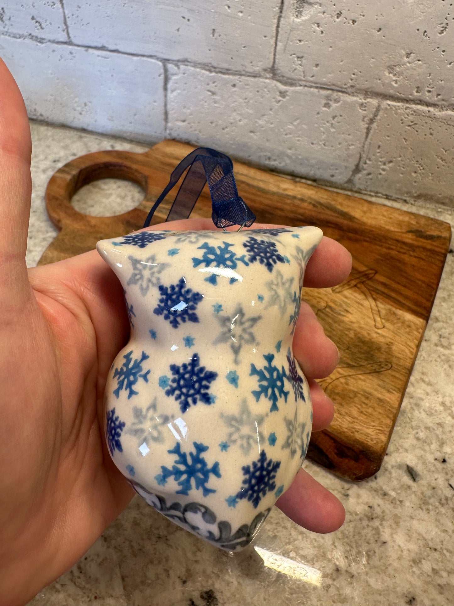 Kalich, Blue Snowflake, Owl Ornament