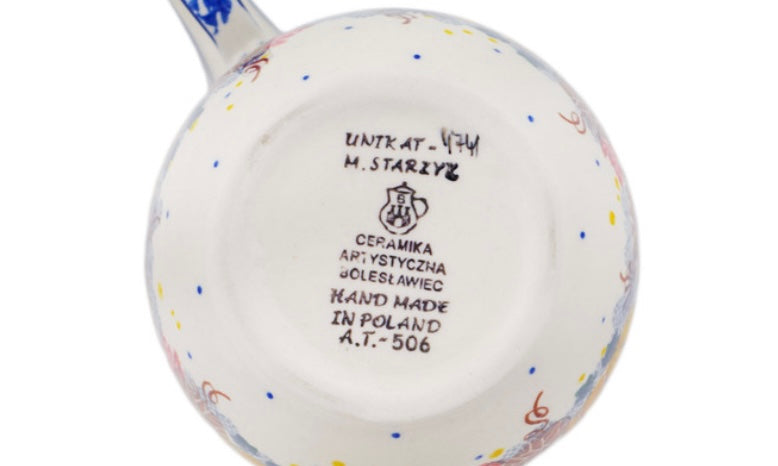 Ceramika Artystyczna Polish Pottery, Autumn Falling Leaves, Loop Mug/Bowl
